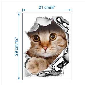 ウォールステッカー ねこ だまし絵 ドッキリシール ネコステッカー ネコトリックアートペット 猫好き ねこ好き ビックリ どっきり 3D キャット シール  猫ステッカー ねこステッカー かわいい トリック ドッキリ 壁穴隠し キャッツ 猫絵 子猫 ネコ柄ネコシール おしゃれ