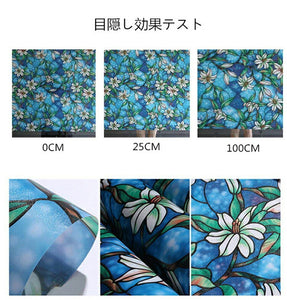送料無料 窓　目隠しシート幅90cm ×長さ200cm　窓用フィルム遮光 遮熱 ガラスフィルム　ステンドグラス 不透明 遮光 カーテン フィルム　ゆり柄　ガラスシート uvカット無接着剤　再利用可能 浴室窓ガラスフィルム 装飾静電気ウィンドウフィルム