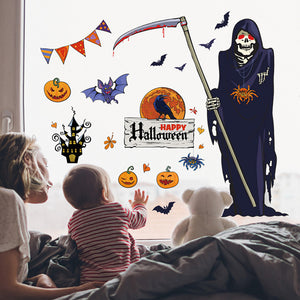 ウォールステッカーハロウィン 死神 HALLOWEEN 魔女　カボチャ　怨霊　ハロウィン　壁紙　装飾　怖い　恐怖　ウォールペーパー　シール　 壁紙 はがせる ハロウィンデコレーション 壁紙/  子供部屋/ 装飾 おしゃれ