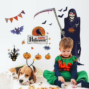ウォールステッカーハロウィン 死神 HALLOWEEN 魔女　カボチャ　怨霊　ハロウィン　壁紙　装飾　怖い　恐怖　ウォールペーパー　シール　 壁紙 はがせる ハロウィンデコレーション 壁紙/  子供部屋/ 装飾 おしゃれ