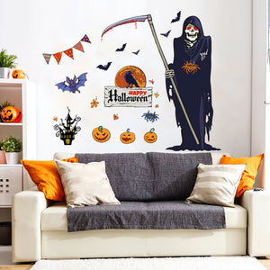 ウォールステッカーハロウィン 死神 HALLOWEEN 魔女　カボチャ　怨霊　ハロウィン　壁紙　装飾　怖い　恐怖　ウォールペーパー　シール　 壁紙 はがせる ハロウィンデコレーション 壁紙/  子供部屋/ 装飾 おしゃれ
