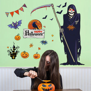 ウォールステッカーハロウィン 死神 HALLOWEEN 魔女　カボチャ　怨霊　ハロウィン　壁紙　装飾　怖い　恐怖　ウォールペーパー　シール　 壁紙 はがせる ハロウィンデコレーション 壁紙/  子供部屋/ 装飾 おしゃれ