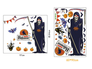 ウォールステッカーハロウィン 死神 HALLOWEEN 魔女　カボチャ　怨霊　ハロウィン　壁紙　装飾　怖い　恐怖　ウォールペーパー　シール　 壁紙 はがせる ハロウィンデコレーション 壁紙/  子供部屋/ 装飾 おしゃれ