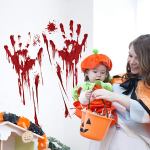 ウォールステッカー ハロウィン 血まみれシール　ウォールステッカー ハロウィン 血の手 赤い手 装飾 デコレーション 飾り付け　パーティーグッズ　お化け屋敷 文化祭用お化け☆ホラーシリーズ ドッキリ　送料無料