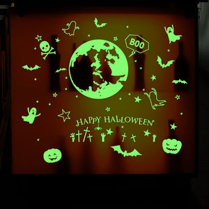ウォールステッカー ハロウィン 飾り 夜光　蓄光 シール ドッキリ　いたずら　　おもしろい　はがせる壁紙　光を輝けるシール　怖い　恐怖　装飾　 トイレ パーティグッズ おばけ コウモリ バット シンプル 十字架 クロス 星 かぼちゃ 月 魔女 かわいい