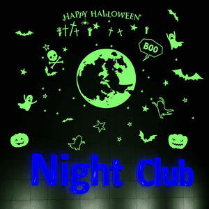 ウォールステッカー ハロウィン 飾り 夜光　蓄光 シール ドッキリ　いたずら　　おもしろい　はがせる壁紙　光を輝けるシール　怖い　恐怖　装飾　 トイレ パーティグッズ おばけ コウモリ バット シンプル 十字架 クロス 星 かぼちゃ 月 魔女 かわいい