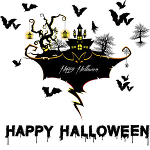 ウォールステッカー ハロウィン お城 happy　Halloween コウモリステッカー 壁紙シール はがせる 子供部屋 店内飾り  ウォールステッカー おしゃれ 仮装 窓  DIY 屋敷 用品 仮装 店舗 賃貸