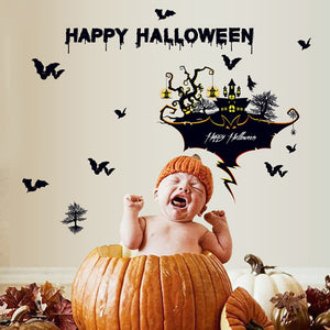 ウォールステッカー ハロウィン お城 happy　Halloween コウモリステッカー 壁紙シール はがせる 子供部屋 店内飾り  ウォールステッカー おしゃれ 仮装 窓  DIY 屋敷 用品 仮装 店舗 賃貸