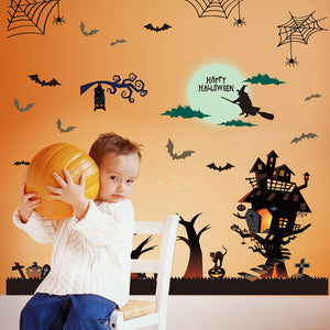 ウォールステッカー ハロウィン　コウモリ  はがせる お城 月 かぼちゃ ハロウィン 魔女 ウォールステッカー 子供部屋 ステッカー かわいい 壁紙 ハロウィンパーティー 風景 景色 お店賃貸 動物 窓 蜘蛛 コウモリ diy 屋敷ハロウイン仮装  用品 店舗 月