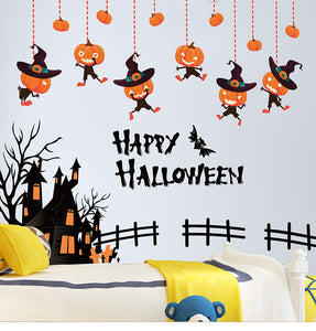 ウォールステッカーハロウィン  カボチャ お城  パーティー飾り付け/ 子供部屋/ 装飾 おしゃれ 壁紙 はがせる 剥がせる 壁紙/ ハロウィンパーティー/ お店/ はがせる/ 賃貸/ 動物/ハロウイン/ お城/ 蜘蛛/コウモリ/ハロウィン 衣装/