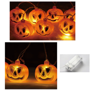 LEDライト カボチャ 2.3m 10球 照明　かぼちゃライトパンプキンライト ハロウィン電飾　led イルミネーション  電池タイプ ストリングライト オーナメント 飾りハロウィーン 自宅 部屋 お化け屋敷　イベント場 お誕生日 パーティー 学園祭 ギフト 室内用 インテリア照明
