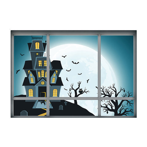 日テレZIP「お家でハロウィン」で紹介されました、ウォールステッカーハロウィンバンパイヤ　吸血鬼のお城　ウォールステッカー 3D 窓　コウモリ　ウォールステッカー 小悪魔　ハロウィン　文化祭用　お化け☆ホラーシリーズ ドッキリ 　お化け屋敷　悪ふざか 悪戯 いたずら　恐ろしい　プレゼント