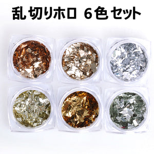 乱切りホロ 6色セット クラッシュホログラム オーロラ レジン ネイル ジェルネイル ラメフィルム uv レジン 着色 パウダートレーディング【vd_dl19】
