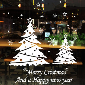 ウォールステッカー ホワイトクリスマスツリー  Merry Christmas　 Happy New Year クリスマスハンドメイド 装飾 壁紙クリスマスハンドメイド　雪の結晶 飾り 装飾 サンタ　プレゼント　お歳暮　あす楽