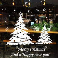 ウォールステッカー ホワイトクリスマスツリー  Merry Christmas　 Happy New Year クリスマスハンドメイド 装飾 壁紙クリスマスハンドメイド　雪の結晶 飾り 装飾 サンタ　プレゼント　お歳暮　あす楽