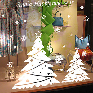 ウォールステッカー ホワイトクリスマスツリー  Merry Christmas　 Happy New Year クリスマスハンドメイド 装飾 壁紙クリスマスハンドメイド　雪の結晶 飾り 装飾 サンタ　プレゼント　お歳暮　あす楽