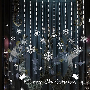 オーナメント雪の結晶Christmas（ホワイト）大きサイズウォールステッカー　クリスマス　雪の結晶オーナメントクリスマスハンドメイド　ガラスステッカー店舗　クリスマスサンタお歳暮