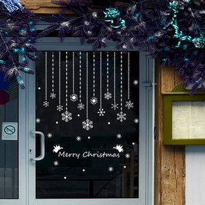 オーナメント雪の結晶Christmas（ホワイト）大きサイズウォールステッカー　クリスマス　雪の結晶オーナメントクリスマスハンドメイド　ガラスステッカー店舗　クリスマスサンタお歳暮