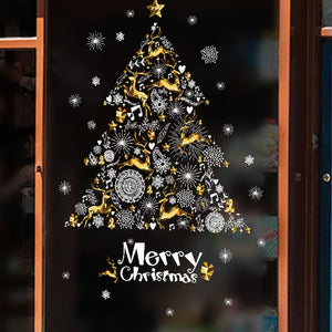 ウォールステッカークリスマスツリー &トナカイ ホワイト　ゴールド　 Merry Christmas　クリスマスハンドメイド 装飾 壁紙クリスマスハンドメイド　雪の結晶 飾り 装飾 サンタ　プレゼント　お歳暮おしゃれ 北欧 シール　ウォールステッカー トイレ リビング