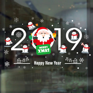ウォールステッカー  クリスマス 2019 Merry christmas クリスマス サンタクロースと雪だるま 北欧 はがせる 壁紙 壁シール 窓  飾り 貼ってはがせるクリスマス　お歳暮おしゃれ 北欧 シール　 トイレ リビング 玄関 洗面所 テレビの廻りに貼る 店舗 賃貸ＯＫ！