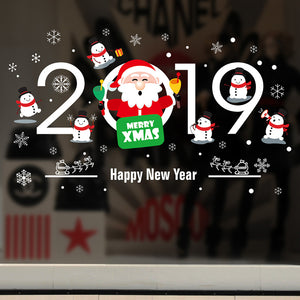 ウォールステッカー  クリスマス 2019 Merry christmas クリスマス サンタクロースと雪だるま 北欧 はがせる 壁紙 壁シール 窓  飾り 貼ってはがせるクリスマス　お歳暮おしゃれ 北欧 シール　 トイレ リビング 玄関 洗面所 テレビの廻りに貼る 店舗 賃貸ＯＫ！