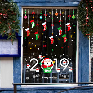 ウォールステッカー  クリスマス 2019 Merry christmas クリスマス サンタクロースと雪だるま 北欧 はがせる 壁紙 壁シール 窓  飾り 貼ってはがせるクリスマス　お歳暮おしゃれ 北欧 シール　 トイレ リビング 玄関 洗面所 テレビの廻りに貼る 店舗 賃貸ＯＫ！