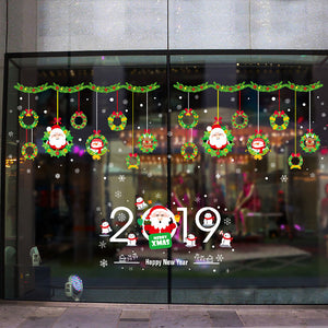 ウォールステッカー  クリスマス 2019 Merry christmas クリスマス サンタクロースと雪だるま 北欧 はがせる 壁紙 壁シール 窓  飾り 貼ってはがせるクリスマス　お歳暮おしゃれ 北欧 シール　 トイレ リビング 玄関 洗面所 テレビの廻りに貼る 店舗 賃貸ＯＫ！