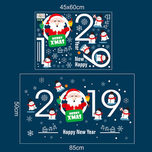 ウォールステッカー  クリスマス 2019 Merry christmas クリスマス サンタクロースと雪だるま 北欧 はがせる 壁紙 壁シール 窓  飾り 貼ってはがせるクリスマス　お歳暮おしゃれ 北欧 シール　 トイレ リビング 玄関 洗面所 テレビの廻りに貼る 店舗 賃貸ＯＫ！