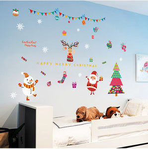 ウォールステッカー クリスマス オーナメントやクリスマスツリー ウォールステッカー 英字 Merry christmas クリスマスツリー?プレゼント ガラスステッカー店舗　ショーウィンドウ　カッティングシートウィンドウディスプレイ【endsale_18】