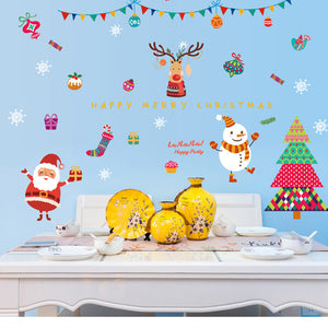 ウォールステッカー クリスマス オーナメントやクリスマスツリー ウォールステッカー 英字 Merry christmas クリスマスツリー?プレゼント ガラスステッカー店舗　ショーウィンドウ　カッティングシートウィンドウディスプレイ【endsale_18】