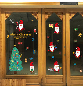 ウォールステッカー サンタクロス＆クリスマスツリー Merry christmas 『サンタの夜』プレゼント ガラスステッカー店舗　ショーウィンドウ　カッティングシートウィンドウディスプレイ　サンタ　クリスマス　お歳暮　あす楽