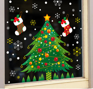新売り　ウォールステッカー　クリスマスツリー　クリスマス 飾り窓　壁紙　かわいい　オシャレ　インテリア 店舗用  ショーウインドー 賑やかな雰囲気ガラスステッカー店舗　ショーウィンド　装飾 サンタ　プレゼント　お歳暮　あす楽【thxgd_18】