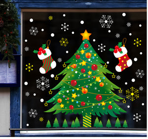 新売り　ウォールステッカー　クリスマスツリー　クリスマス 飾り窓　壁紙　かわいい　オシャレ　インテリア 店舗用  ショーウインドー 賑やかな雰囲気ガラスステッカー店舗　ショーウィンド　装飾 サンタ　プレゼント　お歳暮　あす楽【thxgd_18】
