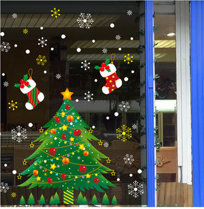 新売り　ウォールステッカー　クリスマスツリー　クリスマス 飾り窓　壁紙　かわいい　オシャレ　インテリア 店舗用  ショーウインドー 賑やかな雰囲気ガラスステッカー店舗　ショーウィンド　装飾 サンタ　プレゼント　お歳暮　あす楽【thxgd_18】