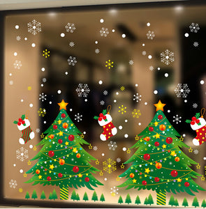 送料無料　２枚セットウォールステッカー クリスマス サンタクロース　オーナメントやクリスマスツリー おしゃれ メリークリスマス 装飾 サンタ ガラスステッカー店舗　ショーウィンドウ　カッティングシート　クリスマスプレゼントお歳暮【endsale_18】