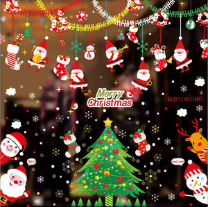 送料無料　２枚セットウォールステッカー クリスマス サンタクロース　オーナメントやクリスマスツリー おしゃれ メリークリスマス 装飾 サンタ ガラスステッカー店舗　ショーウィンドウ　カッティングシート　クリスマスプレゼントお歳暮【endsale_18】
