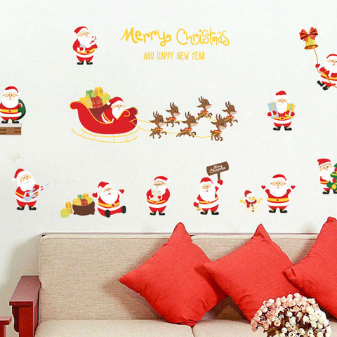 ウォールステッカー サンタクロス Merry christmas 小さなサンタさんがとても可愛い『サンタの夜』プレゼント ガラスステッカー店舗　ショーウィンドウ　カッティングシートウィンドウディスプレイ　お歳暮　クリスマス　【endsale_18】