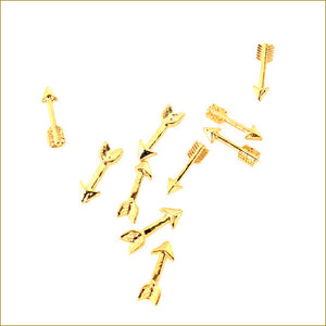 即納ネイルパーツ 矢 (10個入り) ネイルパーツ ロングアロー メタルパーツ ゴールドお気に入りのストーンと一緒に? ネイティブ ボヘミアン ジェル  ネイルパーツ