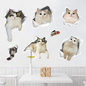 ウォールステッカー 3D かわいい猫 ウォールステッカー 猫セット シール式 装飾 おしゃれ はがせる壁紙シール 飛び出す ウォールステッカー 猫 DIY ねこ 動物 立体 騙し絵 写真 カフェ ペット屋 玄関 寝室 子供部屋 賃貸OK