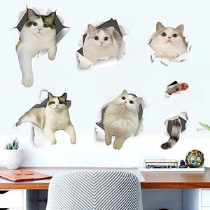 ウォールステッカー 3D かわいい猫 ウォールステッカー 猫セット シール式 装飾 おしゃれ はがせる壁紙シール 飛び出す ウォールステッカー 猫 DIY ねこ 動物 立体 騙し絵 写真 カフェ ペット屋 玄関 寝室 子供部屋 賃貸OK