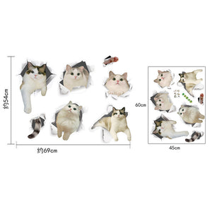 ウォールステッカー 3D かわいい猫 ウォールステッカー 猫セット シール式 装飾 おしゃれ はがせる壁紙シール 飛び出す ウォールステッカー 猫 DIY ねこ 動物 立体 騙し絵 写真 カフェ ペット屋 玄関 寝室 子供部屋 賃貸OK