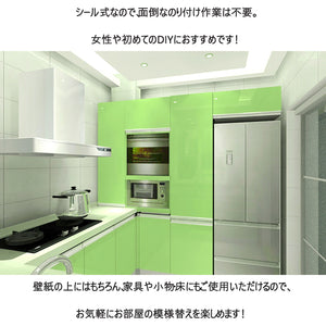 壁紙　リメイクシート　若緑色　60×500cm　リフォーム 張り紙 ウォールシール 家具リメイクシート 壁紙シール 壁紙シート リフォーム　補修 防水加工　粘着シートトイレ キッチン 家具 小物 補修 賃貸OK！　あす楽 楽天通販