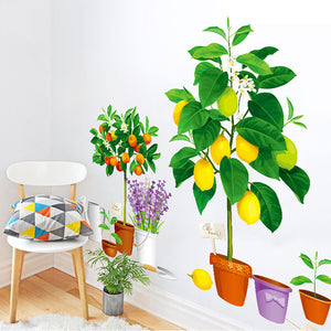 ウォールステッカー 鉢植え　果物の鉢植え レモン オレンジ ラベンダー 植物  北欧  カッティングシート wall sticker 壁紙 子供 キッズ 植物 雑貨 パーティ デコ DIY リノベーション 賃貸 ナチュラル シンプル バースデー 観葉植物 グリーン　【nlife_d19】