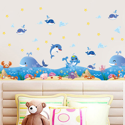 ウォールステッカー  いるか 海 シール式 装飾 おしゃれ 壁紙 はがせる 剥がせる カッティングシート wall sticker 雑貨 ガラス 窓 DIYシールきれいに剥がせる子供部屋 デコ 幼稚園 保育園　トイレ　リビング 窓 冷蔵庫 ステッカー 賃貸OK！