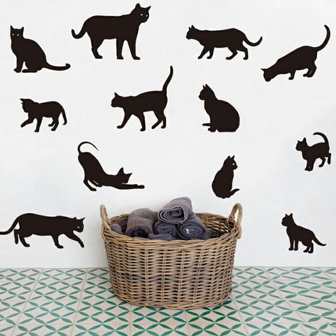 送料無料ウォールステッカー ねこ　黒ねこ　　ウォールスッテカー 動物 ねこ 簡単 シール DIY インテリア 黒猫 9タイプ　♪ウォールステッカー面白い猫 北欧 ウォールステッカー 動物 壁紙 ウォールステッカー トイレ