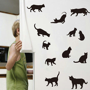 送料無料ウォールステッカー ねこ　黒ねこ　　ウォールスッテカー 動物 ねこ 簡単 シール DIY インテリア 黒猫 9タイプ　♪ウォールステッカー面白い猫 北欧 ウォールステッカー 動物 壁紙 ウォールステッカー トイレ