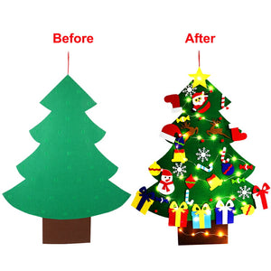 送料無料　クリスマスツリー DIY フェルトクリスマスツリー クリスマス飾り 40個パーツ付き  クリスマスオーナメント+ LEDイルミネーション　壁掛け クリスマス飾り 手作り 取り外し 可能  クリスマスデコレーション用の壁掛けクリスマスギフト　子供 おもちゃ 景品