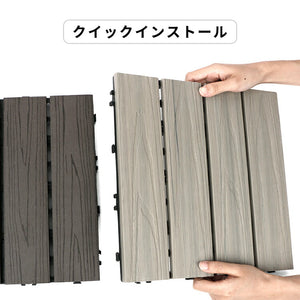 ウッドパネル ウッドデッキ タイル　人工木 樹脂 ウッドパネル  敷くだけデッキ 木製タイル グレー　10枚セット 屋内・屋外用の防水  庭・バルコニーDIY用品　送料無料